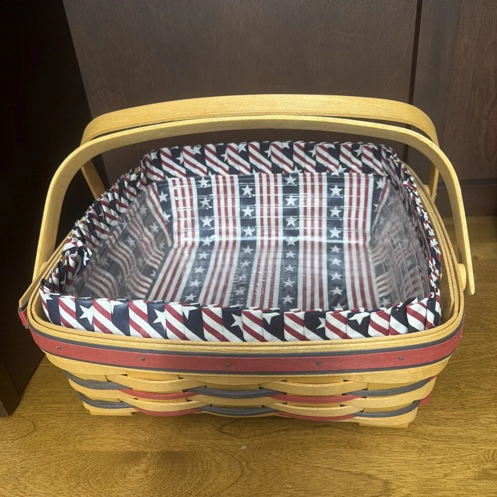 Longaberger 1998 All American Pie Basket Protector Liner & Tie Patriotic VTG